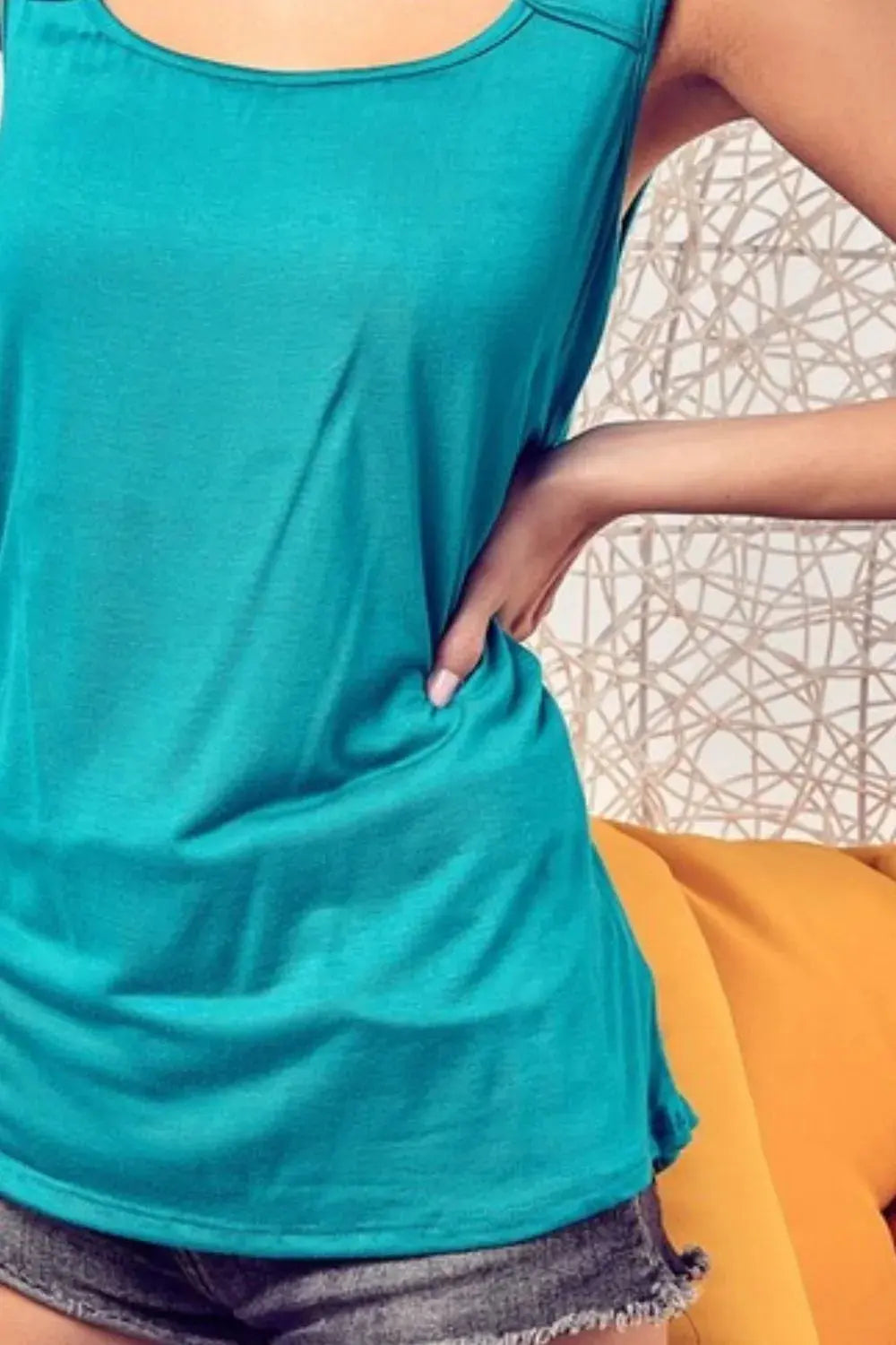 BiBi Rayon Span Knit With Cut Out Front Sleeveless Top - Love Salve